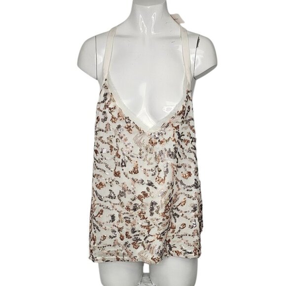Anthropologie TINY Womens Sequin V-Neck Tank Top Size XL NWT Day To Night - Picture 1 of 11